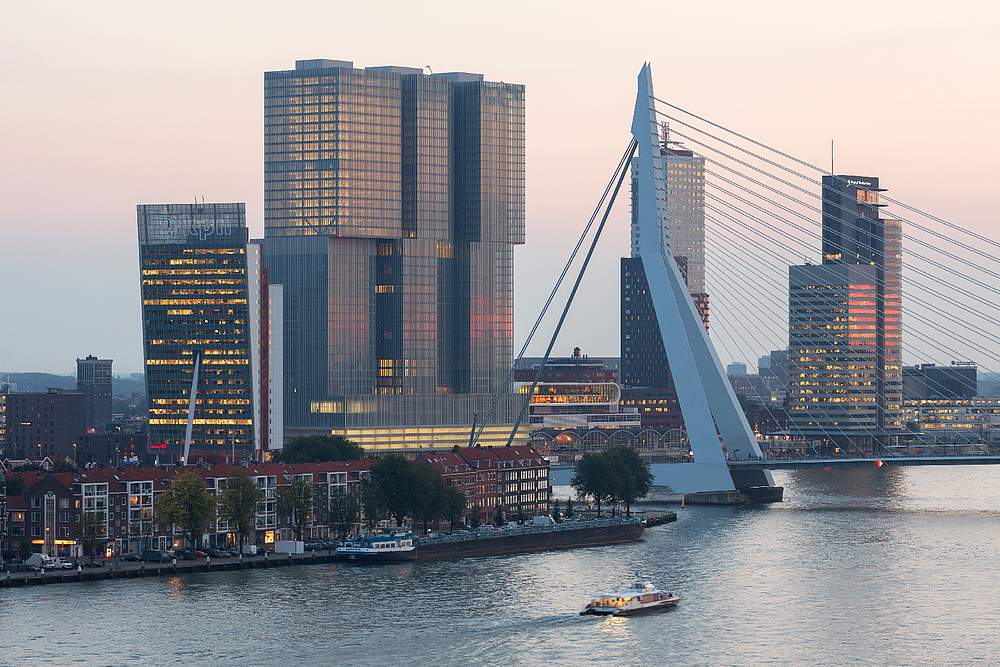 Erasmus Bridge Rotterdam - majestic road over the Maas river